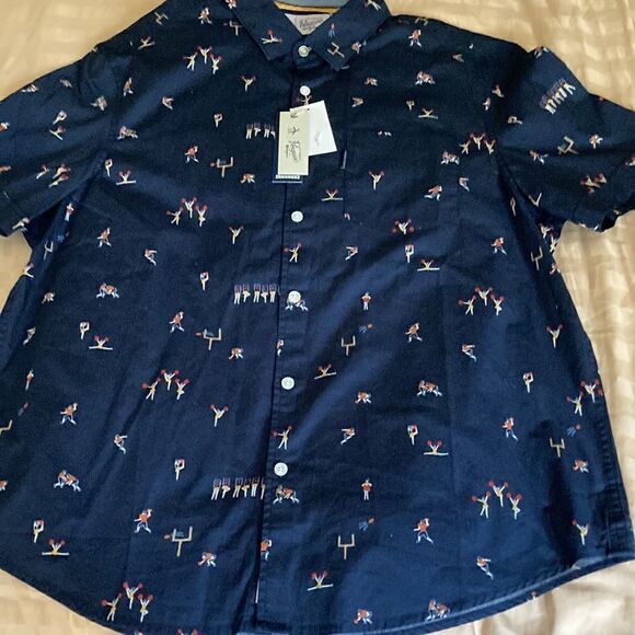Original Penguin NWT Mens Short Sleeve Football Themed Shirt in Sapphire Blue. - Picture 3 of 9
